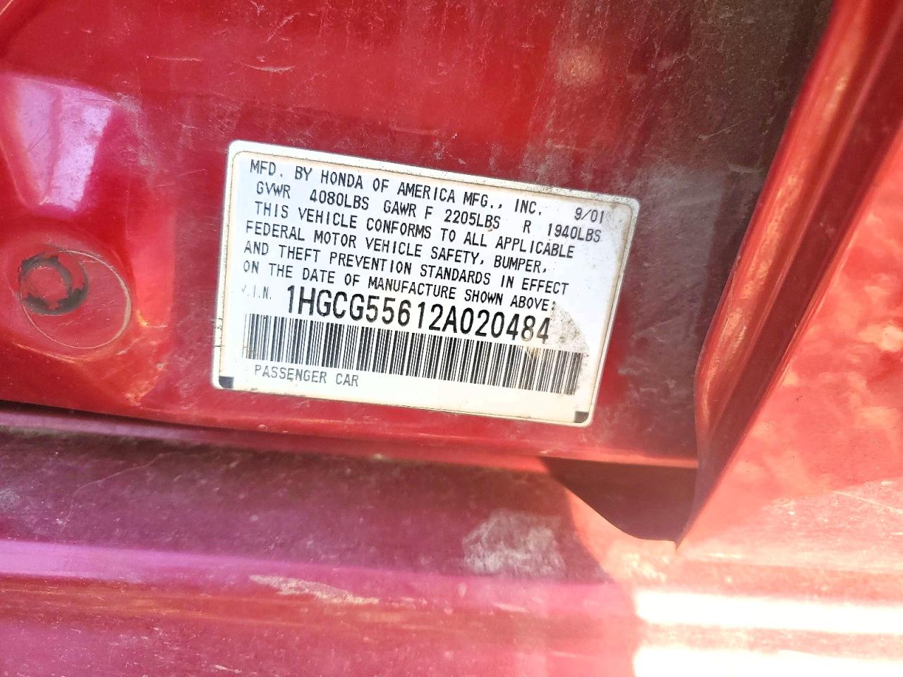 2002 HONDA ACCORD EX photo 23
