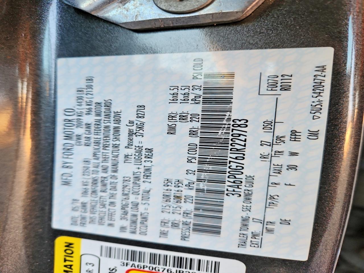 2018 FORD FUSION S photo 12