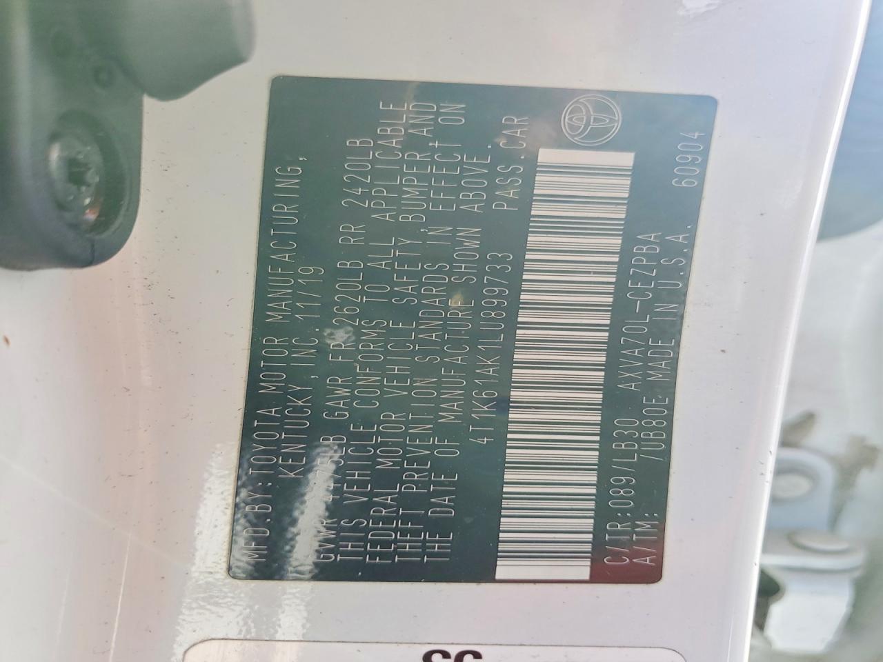 2020 TOYOTA CAMRY XSE photo 12