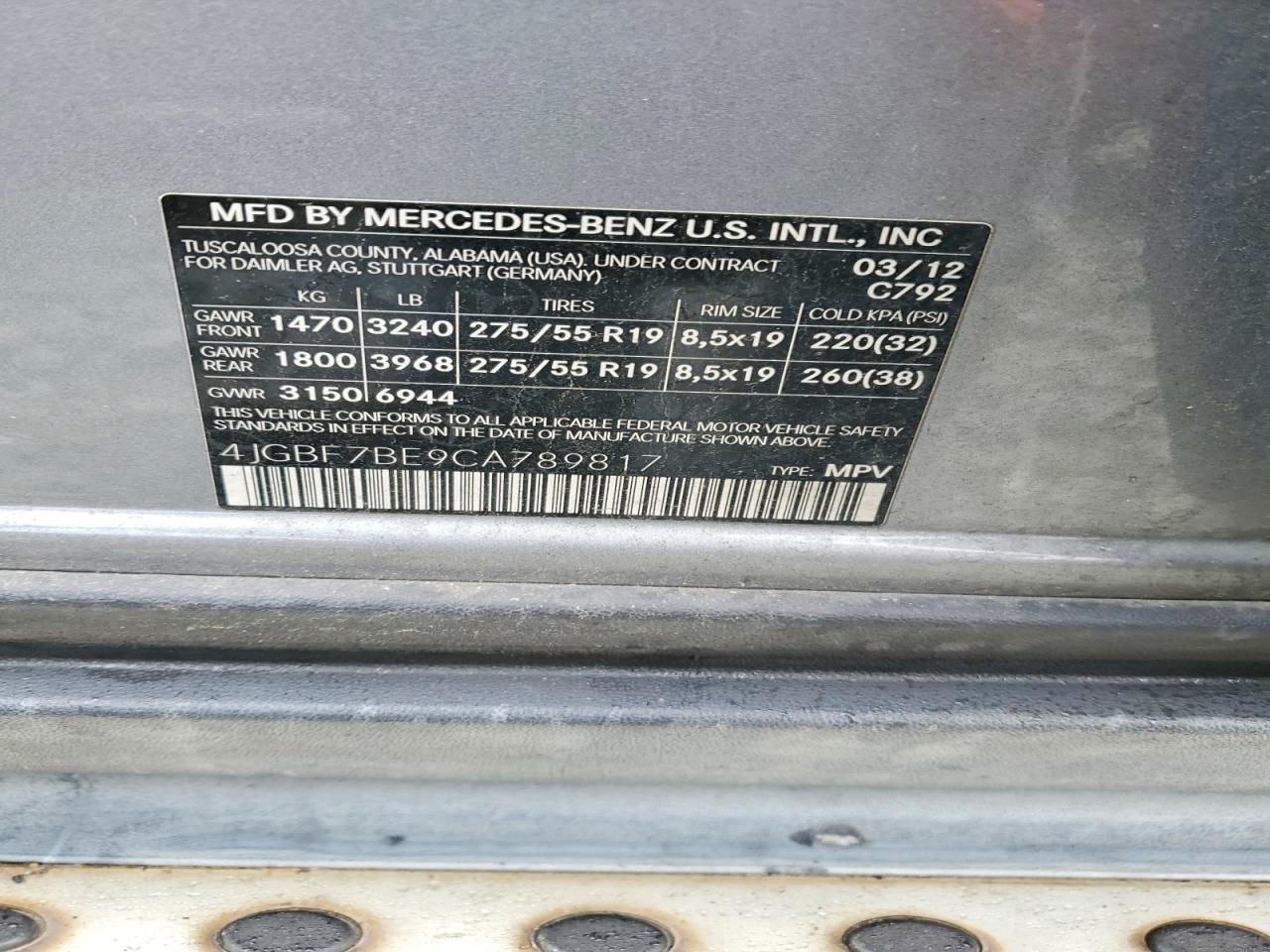 2012 MERCEDES-BENZ GL 450 4MATIC photo 13