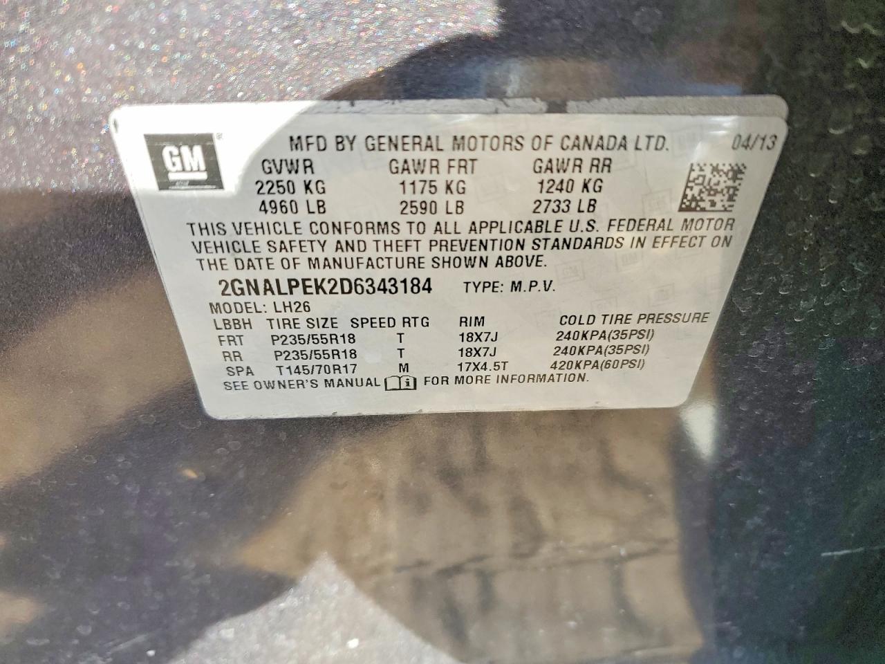 2013 CHEVROLET EQUINOX LT photo 13
