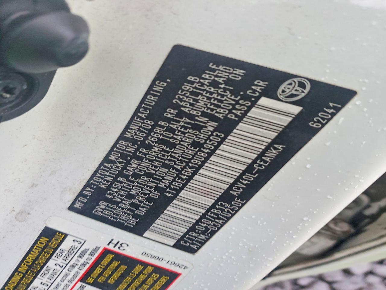 2009 TOYOTA CAMRY BASE photo 12