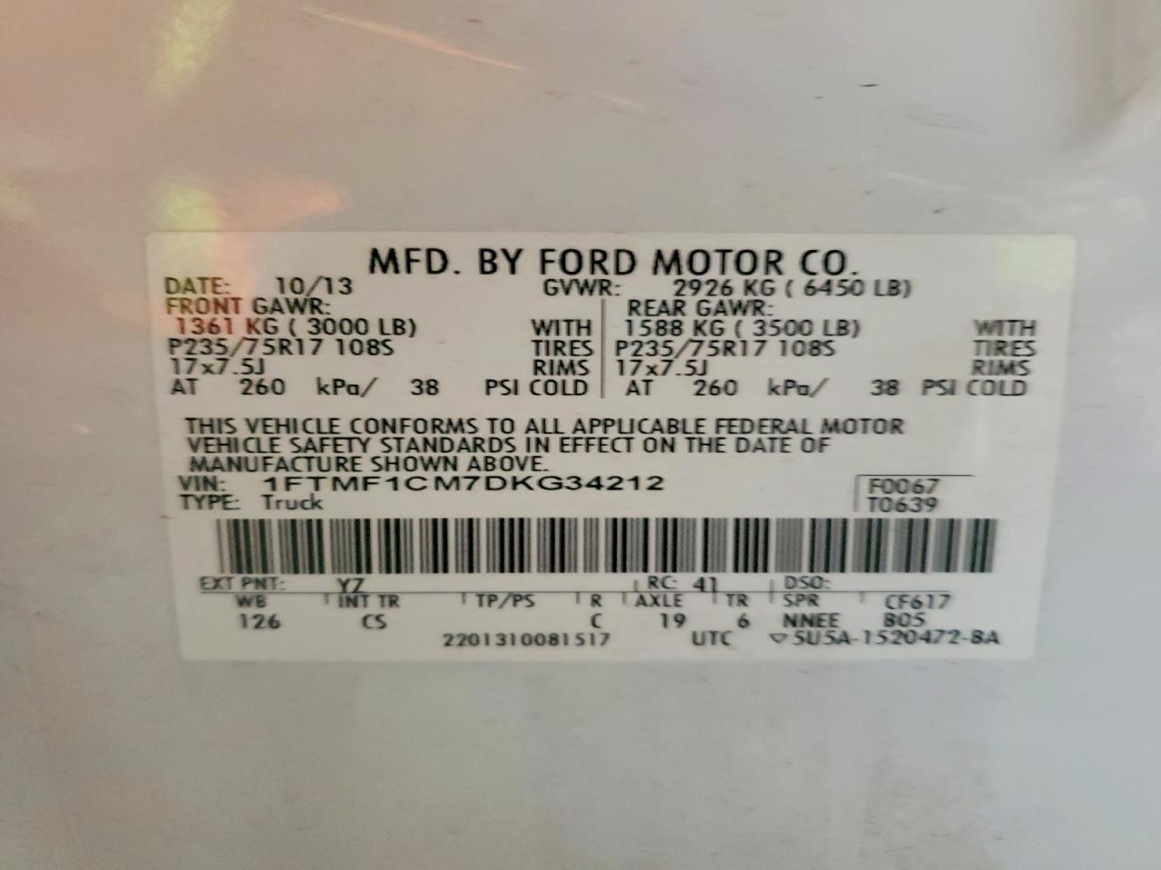 2013 FORD F150 photo 12