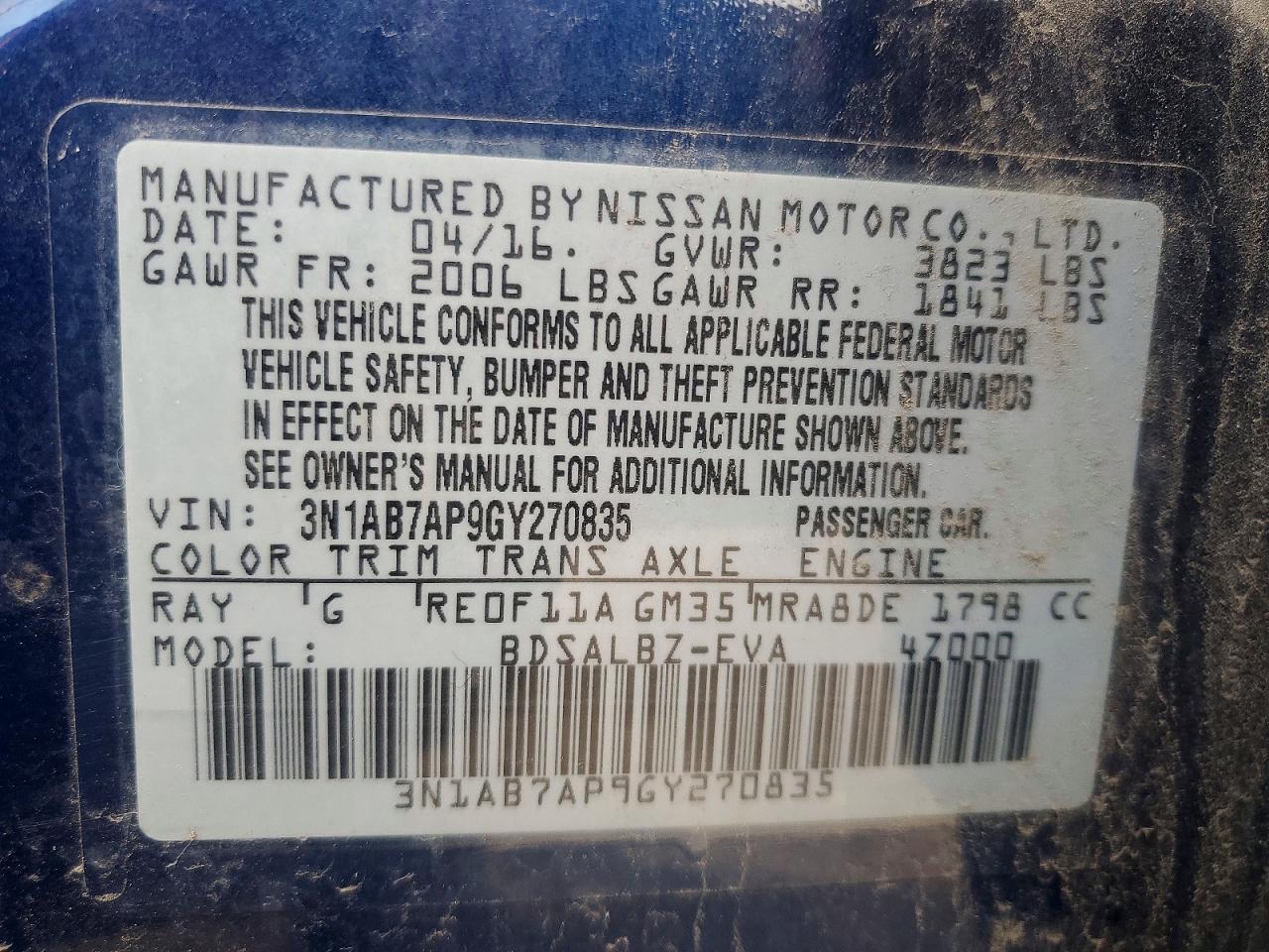 2016 NISSAN SENTRA S photo 12