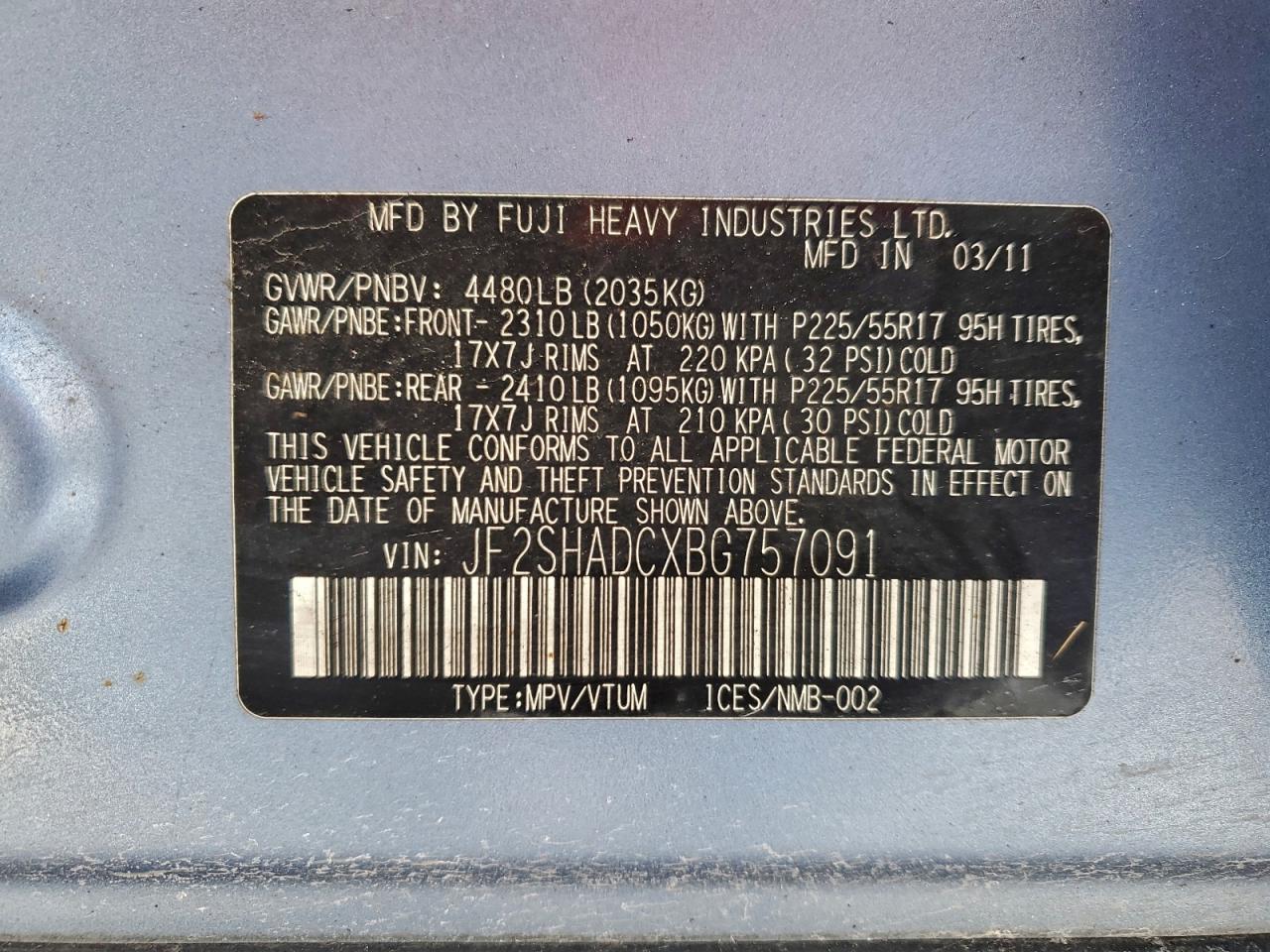 2011 SUBARU FORESTER 2.5X PREMIUM photo 13