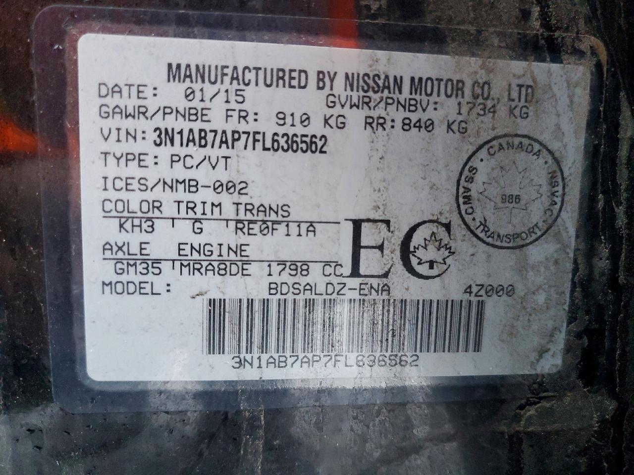 2015 NISSAN SENTRA S photo 13