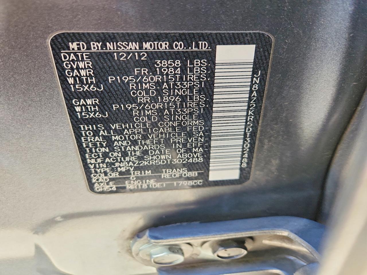2013 NISSAN CUBE S photo 13