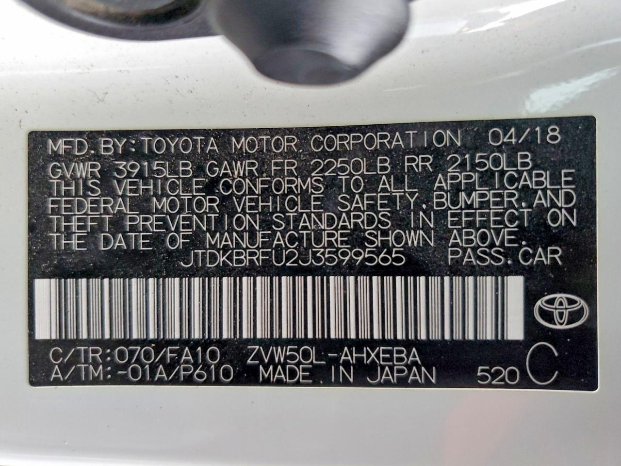 2018 TOYOTA PRIUS photo 12