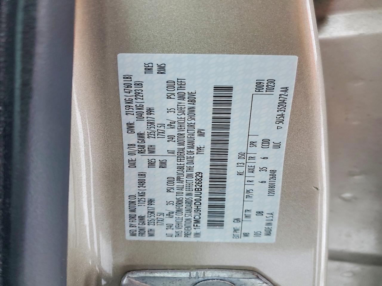 2018 FORD ESCAPE SEL photo 13
