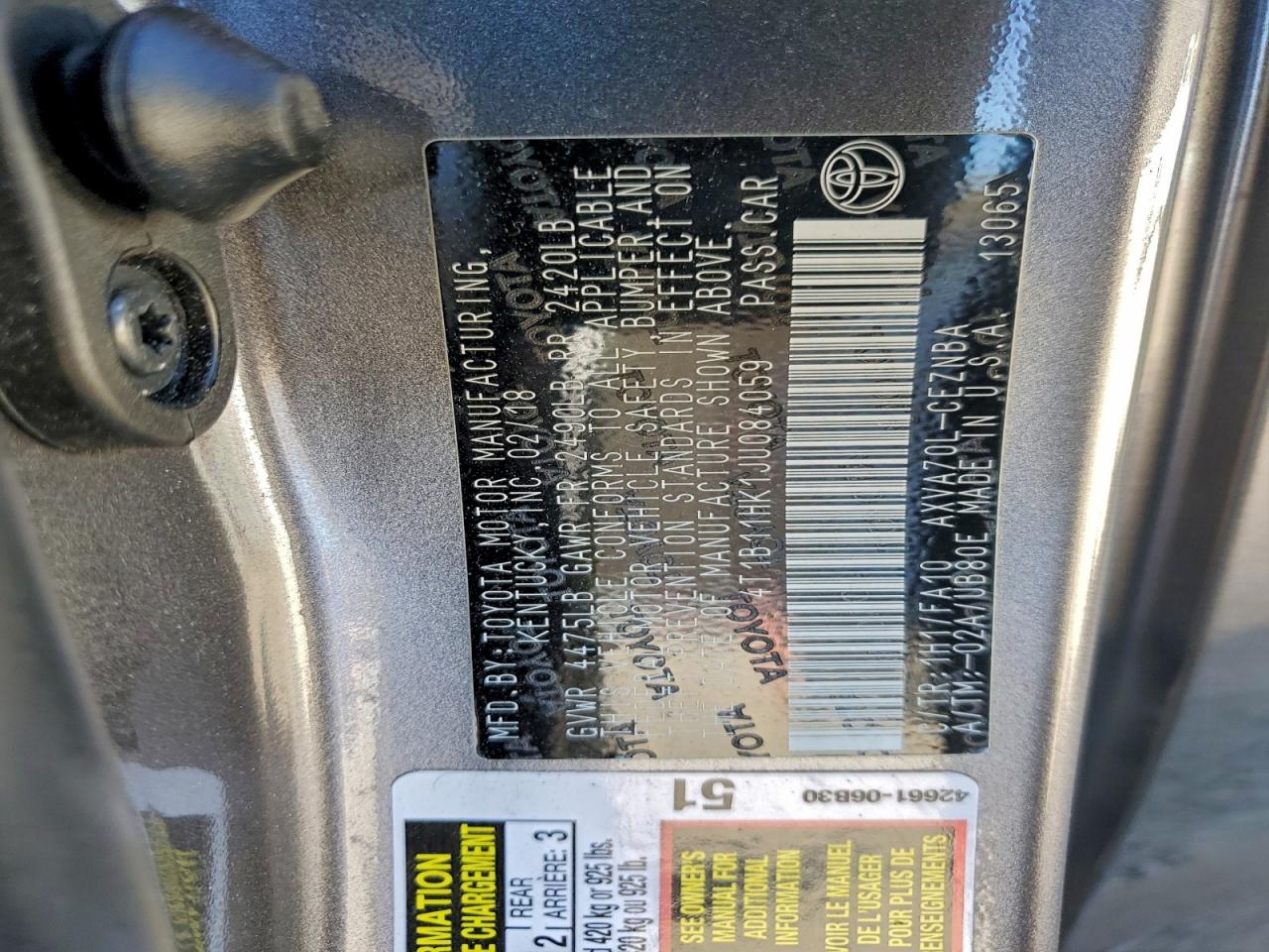 2018 TOYOTA CAMRY L photo 25
