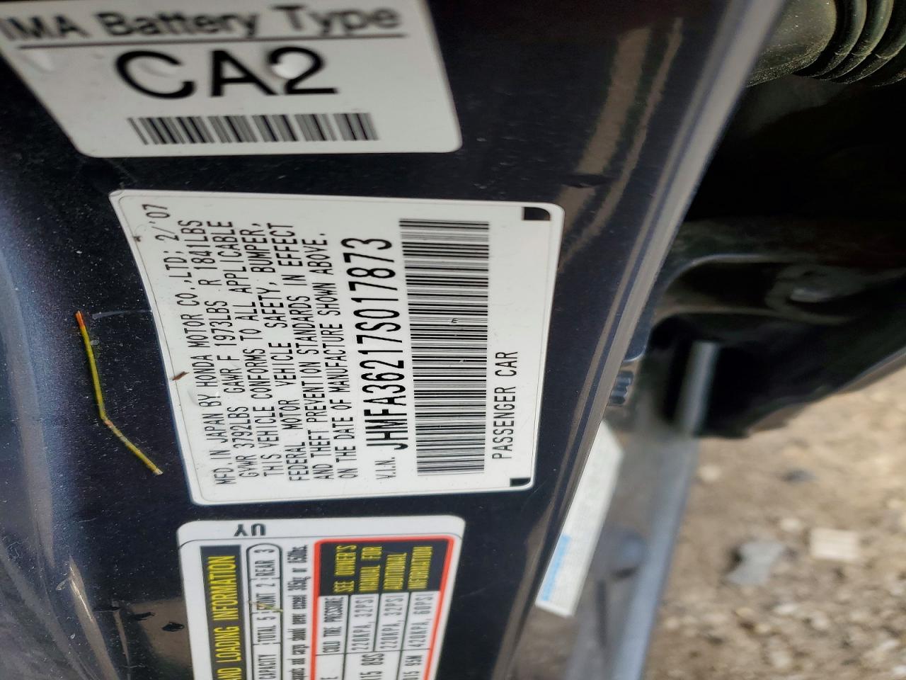 2007 HONDA CIVIC HYBRID photo 12