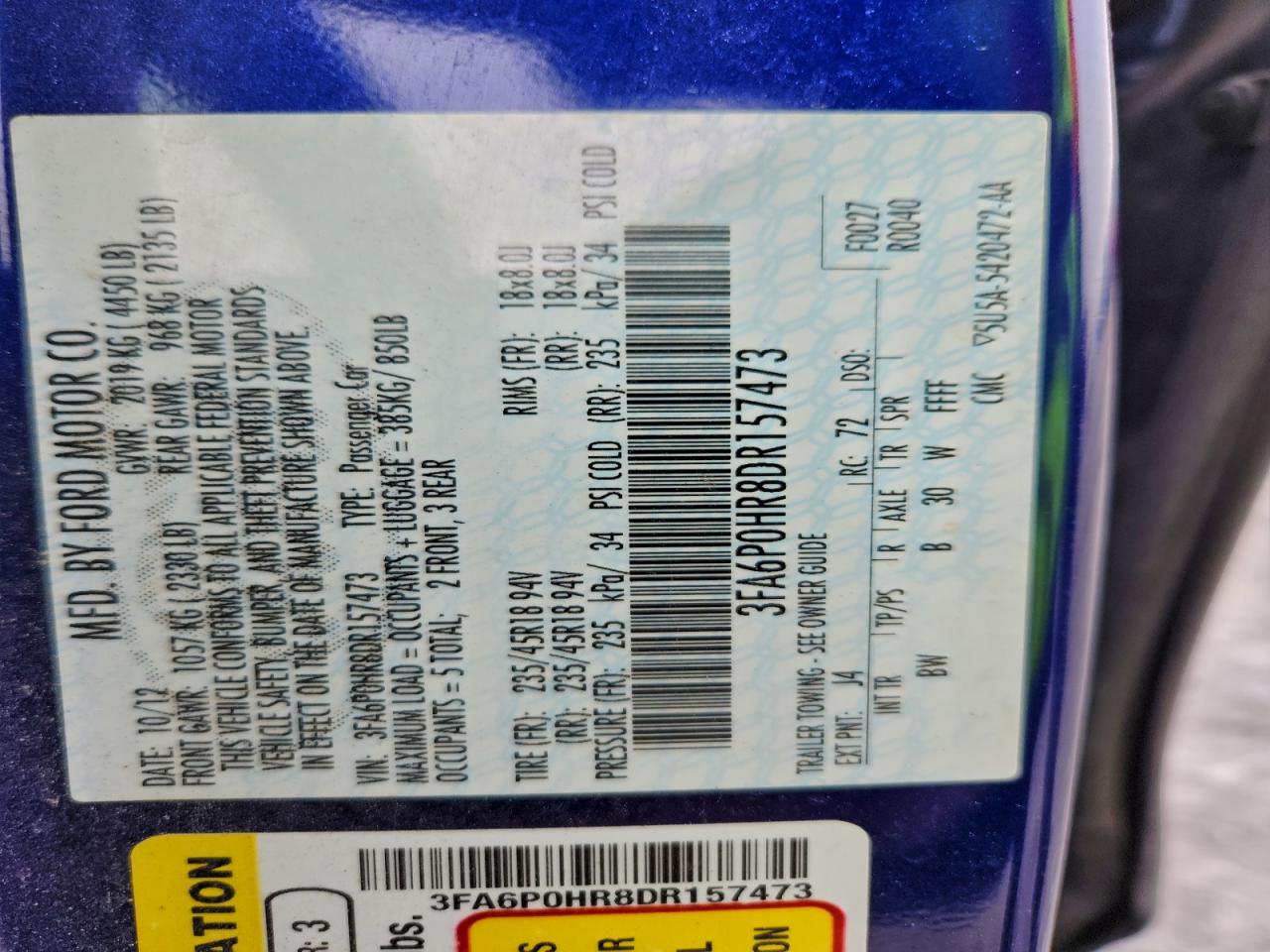 2013 FORD FUSION SE photo 12