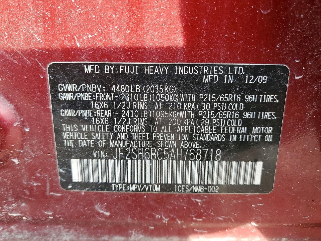 2010 SUBARU FORESTER XS photo 13