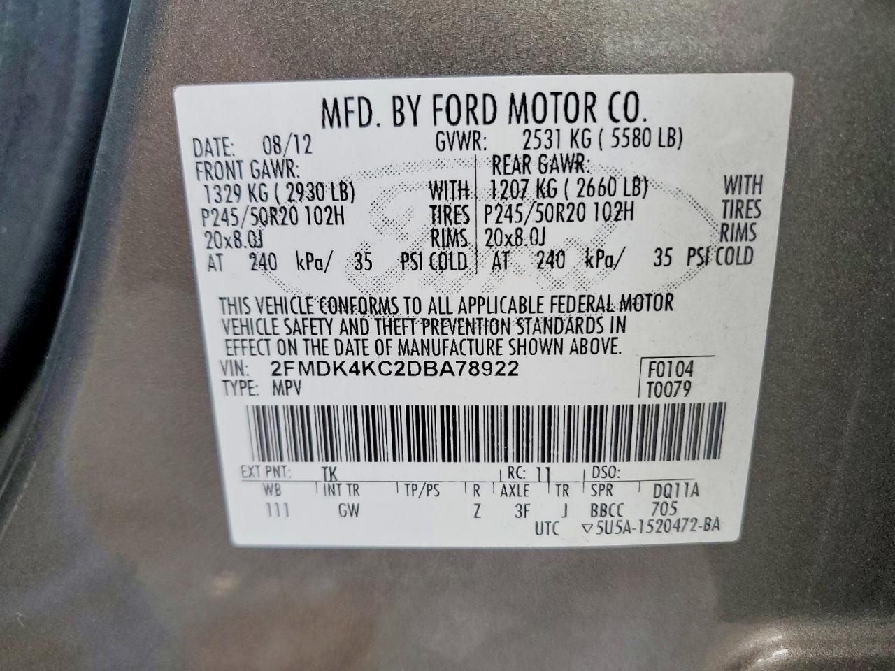 2013 FORD EDGE LIMITED photo 13