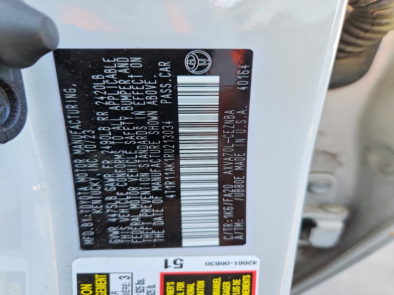 2024 TOYOTA CAMRY LE photo 12