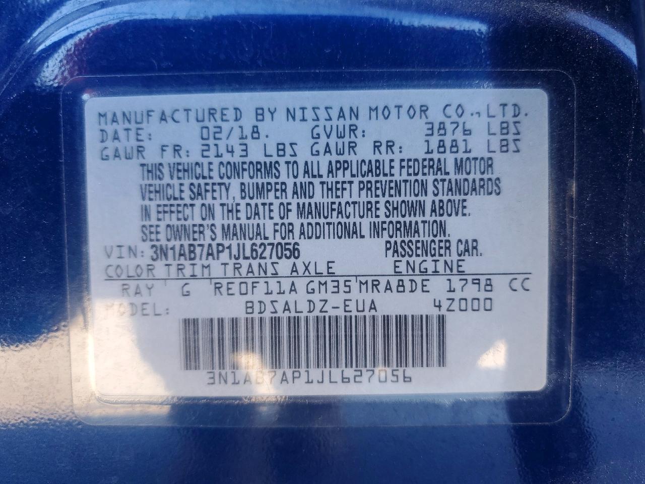 2018 NISSAN SENTRA S photo 12