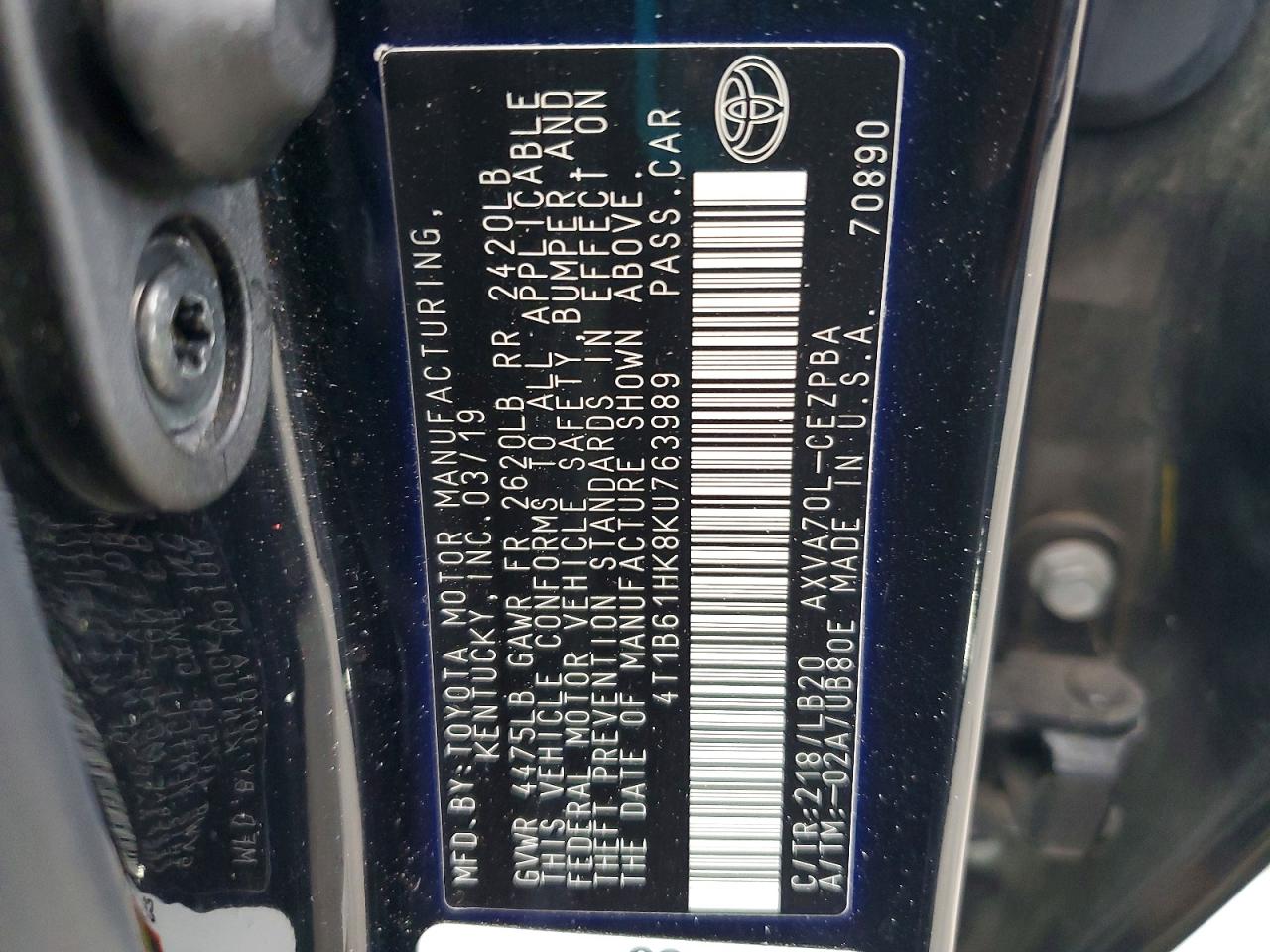 2019 TOYOTA CAMRY XSE photo 6