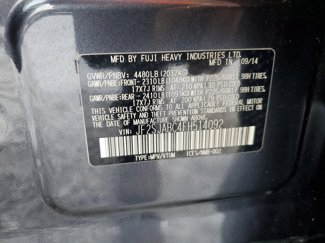 2015 SUBARU FORESTER 2.5I photo 25
