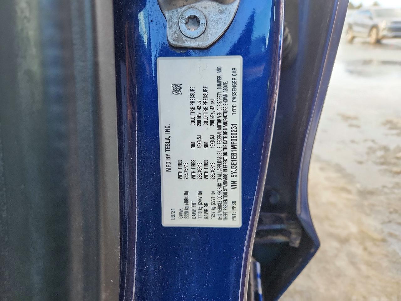 2021 TESLA MODEL 3 photo 12