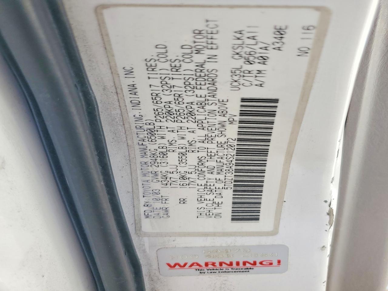 2004 TOYOTA SEQUOIA LIMITED photo 13