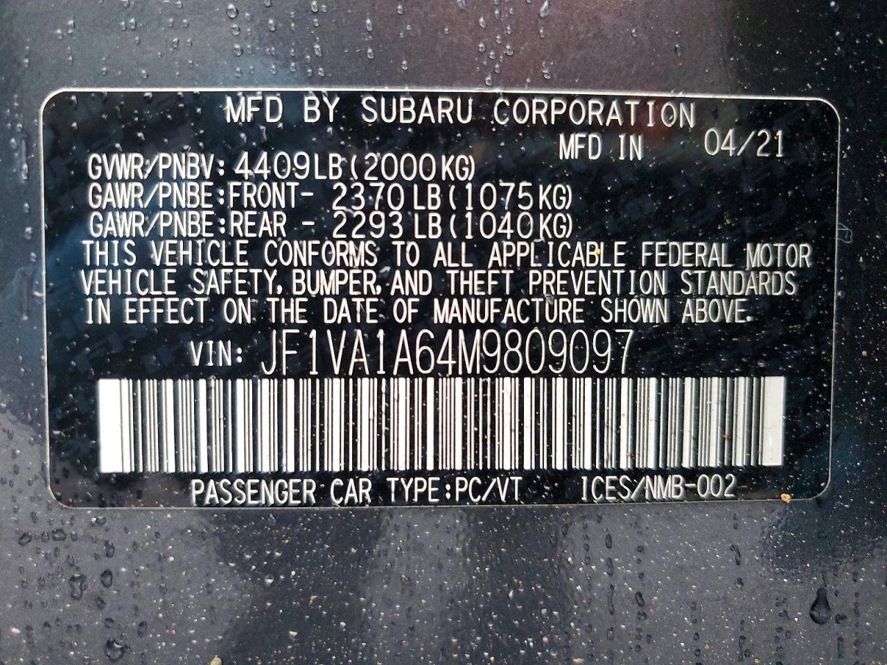 2021 SUBARU WRX photo 23