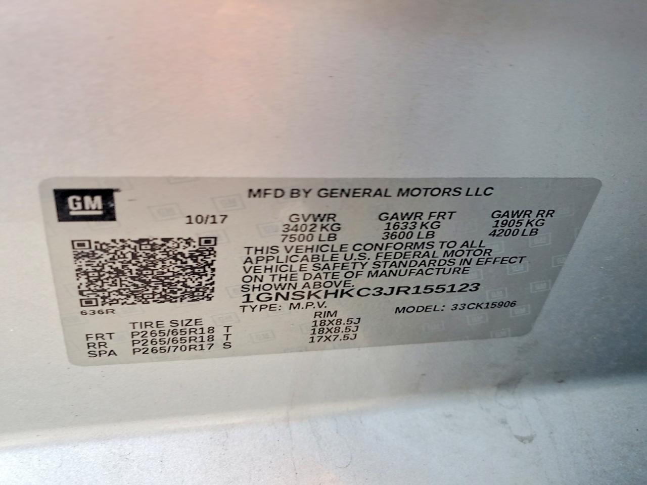 2018 CHEVROLET SUBURBAN K1500 LT photo 14