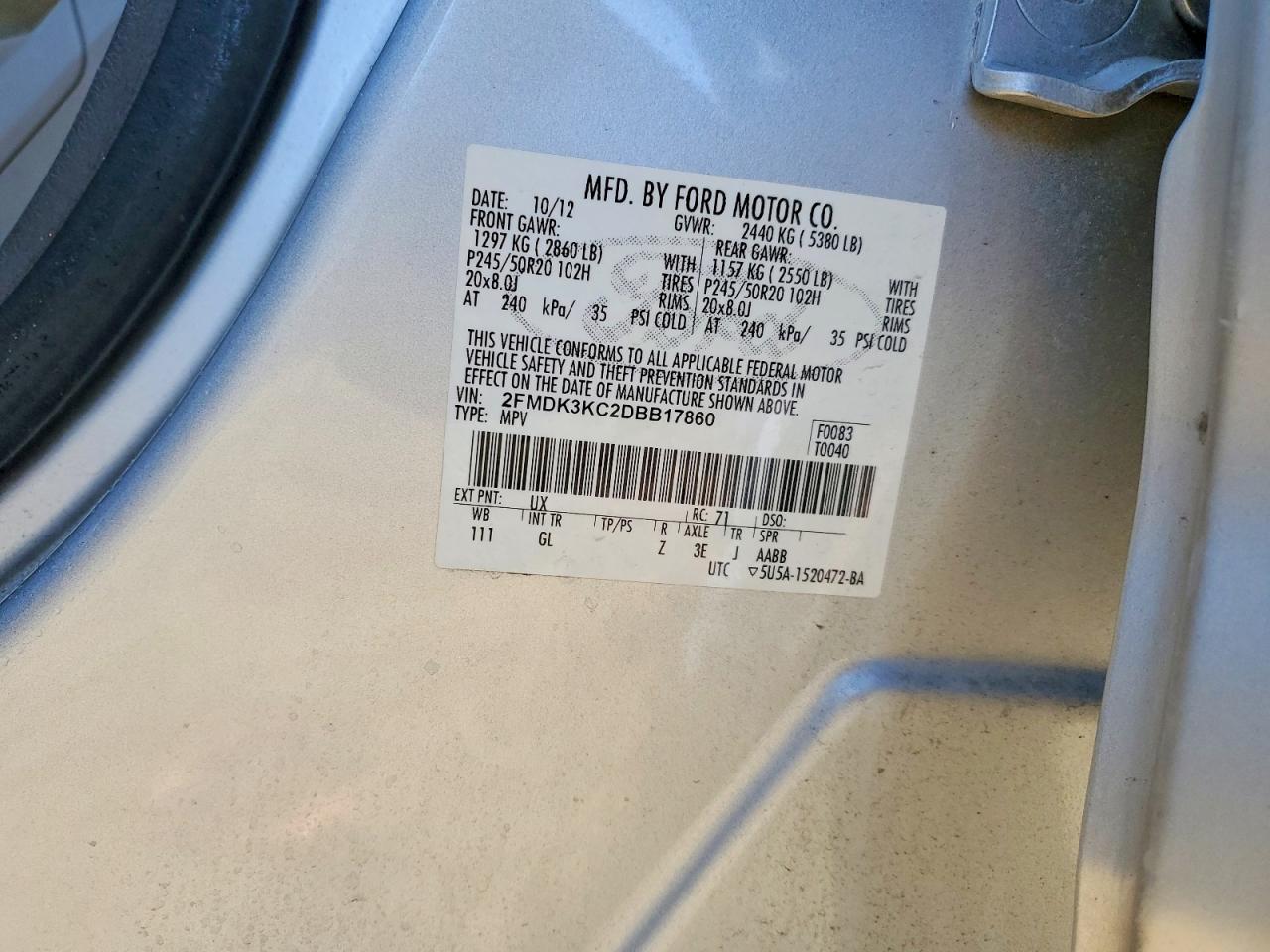 2013 FORD EDGE LIMITED photo 14