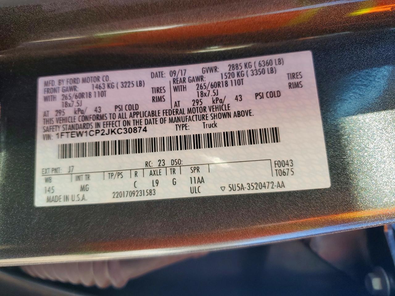 2018 FORD F150 SUPERCREW photo 12