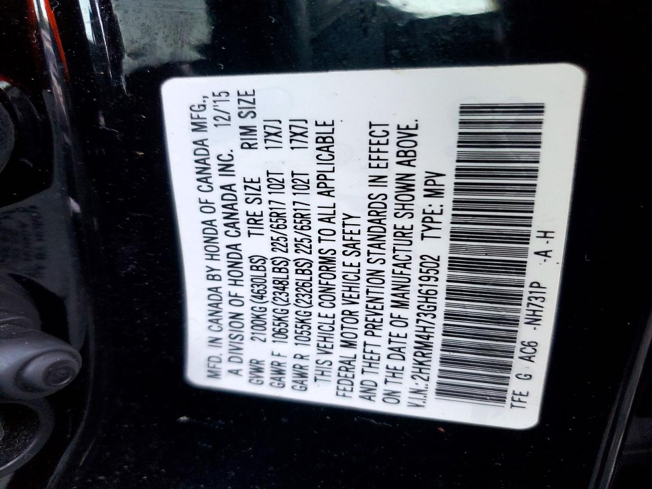 2016 HONDA CR-V EXL photo 25