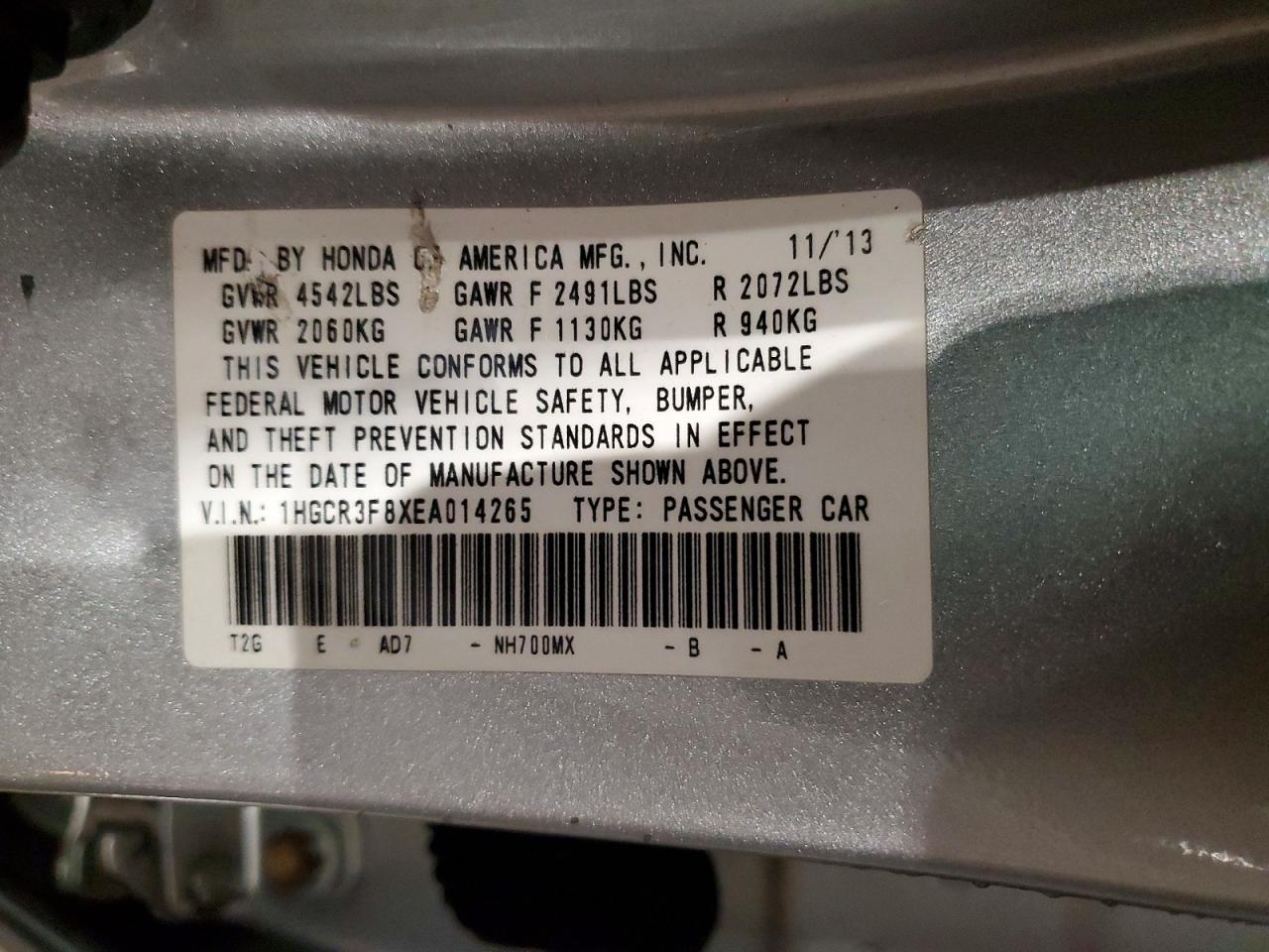 2014 HONDA ACCORD EXL photo 13