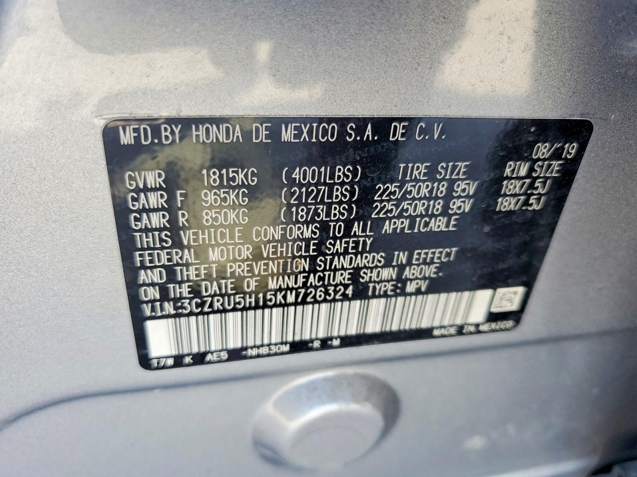 2019 HONDA HR-V SPORT photo 13