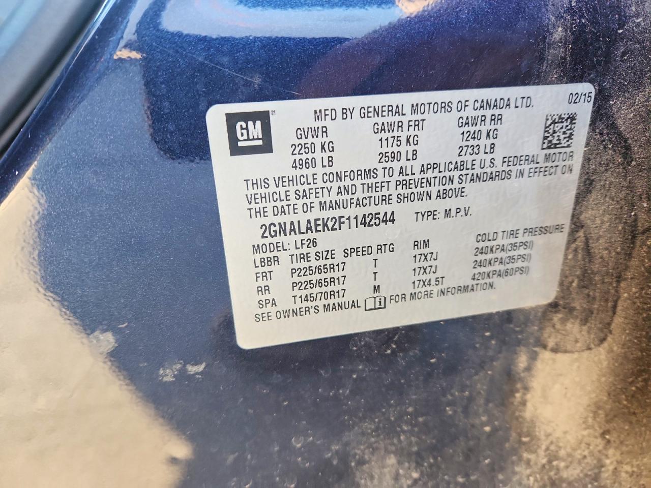 2015 CHEVROLET EQUINOX LS photo 12