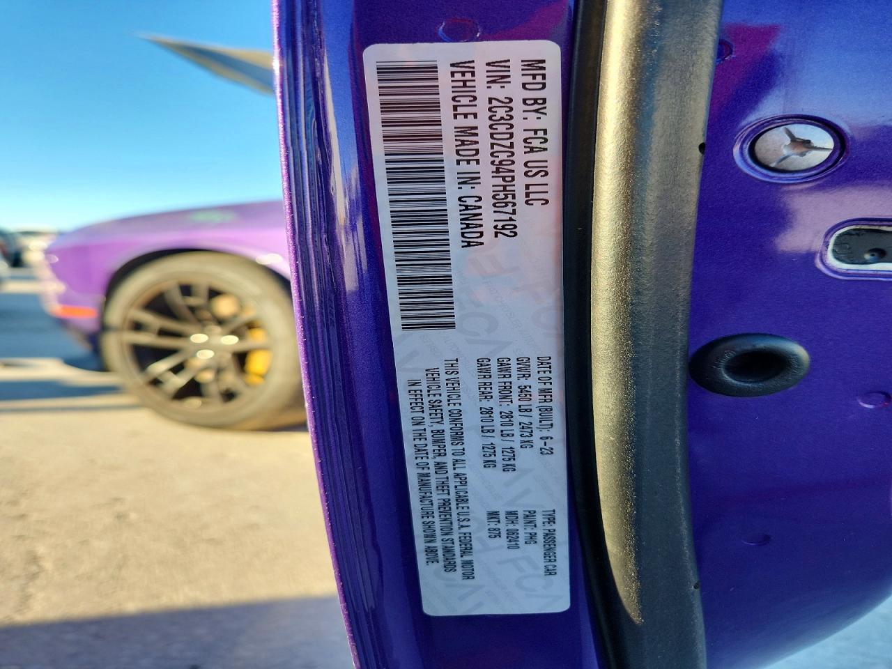 2023 DODGE CHALLENGER SRT HELLCAT photo 13
