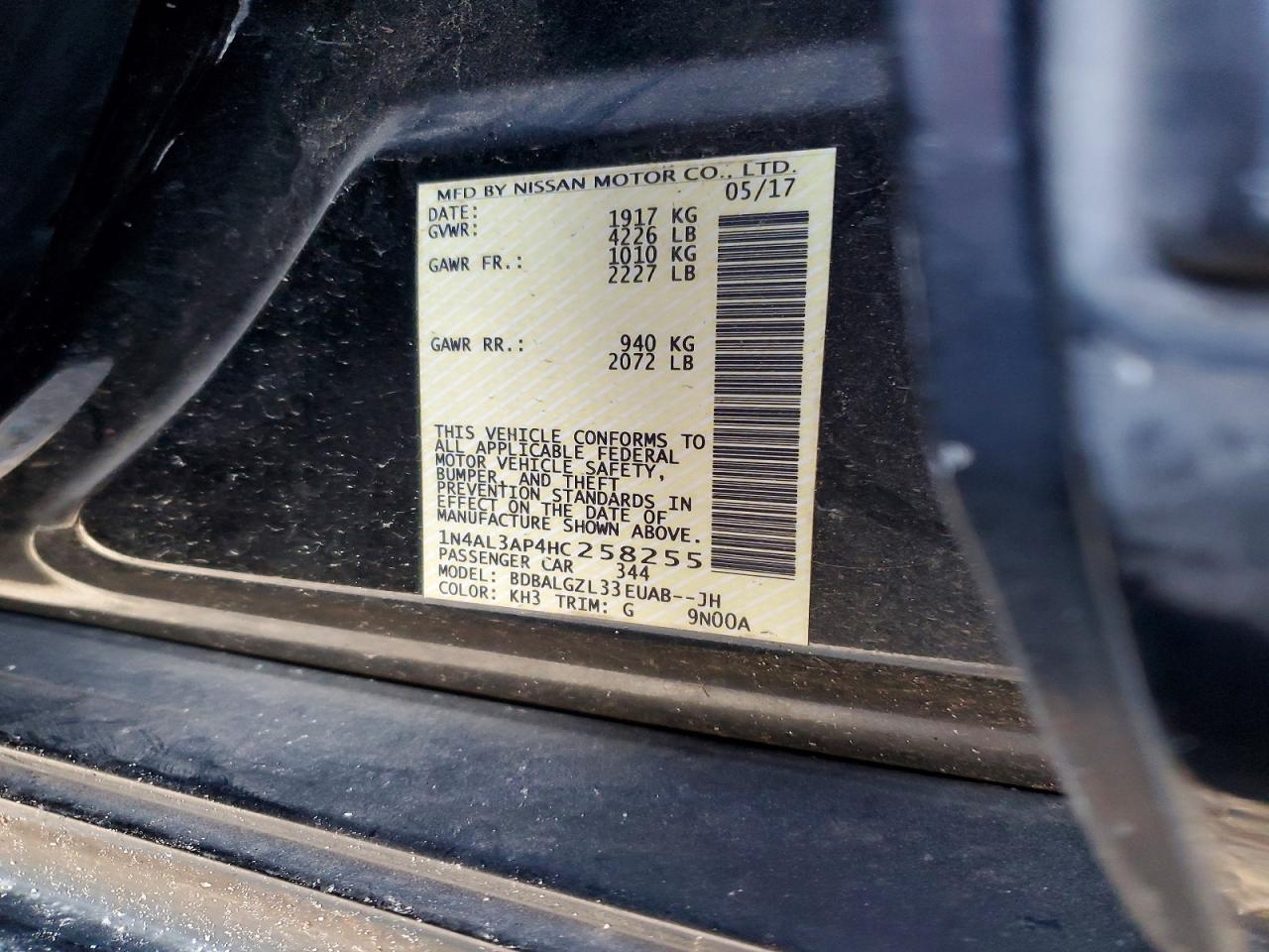 2017 NISSAN ALTIMA 2.5 photo 12