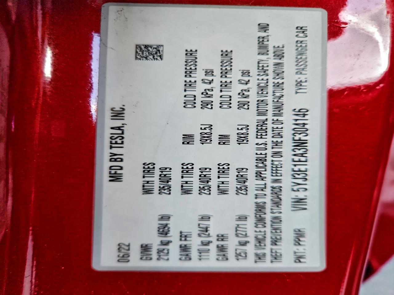 2022 TESLA MODEL 3 photo 13