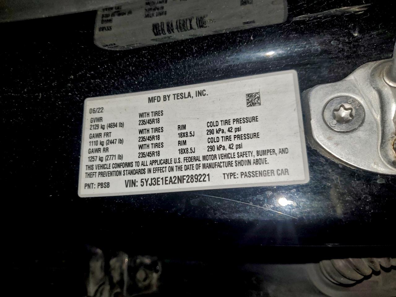 2022 TESLA MODEL 3 photo 12