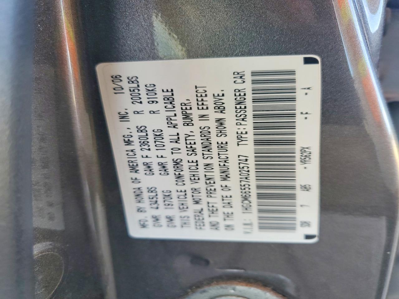 2007 HONDA ACCORD EX photo 34