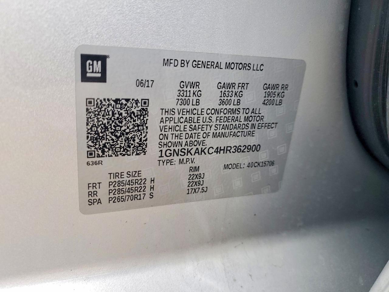 2017 CHEVROLET TAHOE K1500 LS photo 13