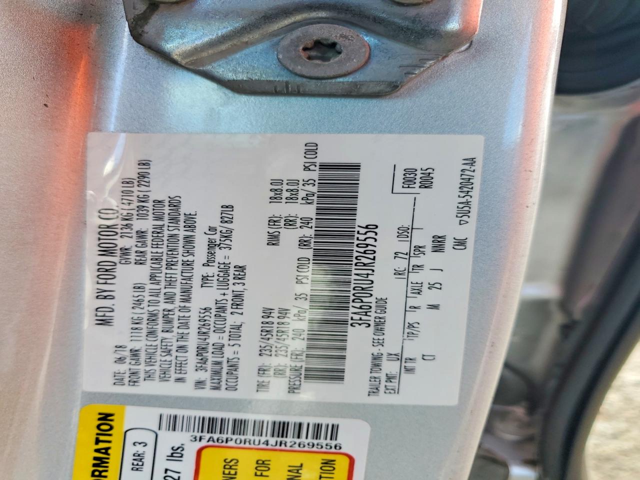 2018 FORD FUSION TITANIUM/PLATINUM HEV photo 12