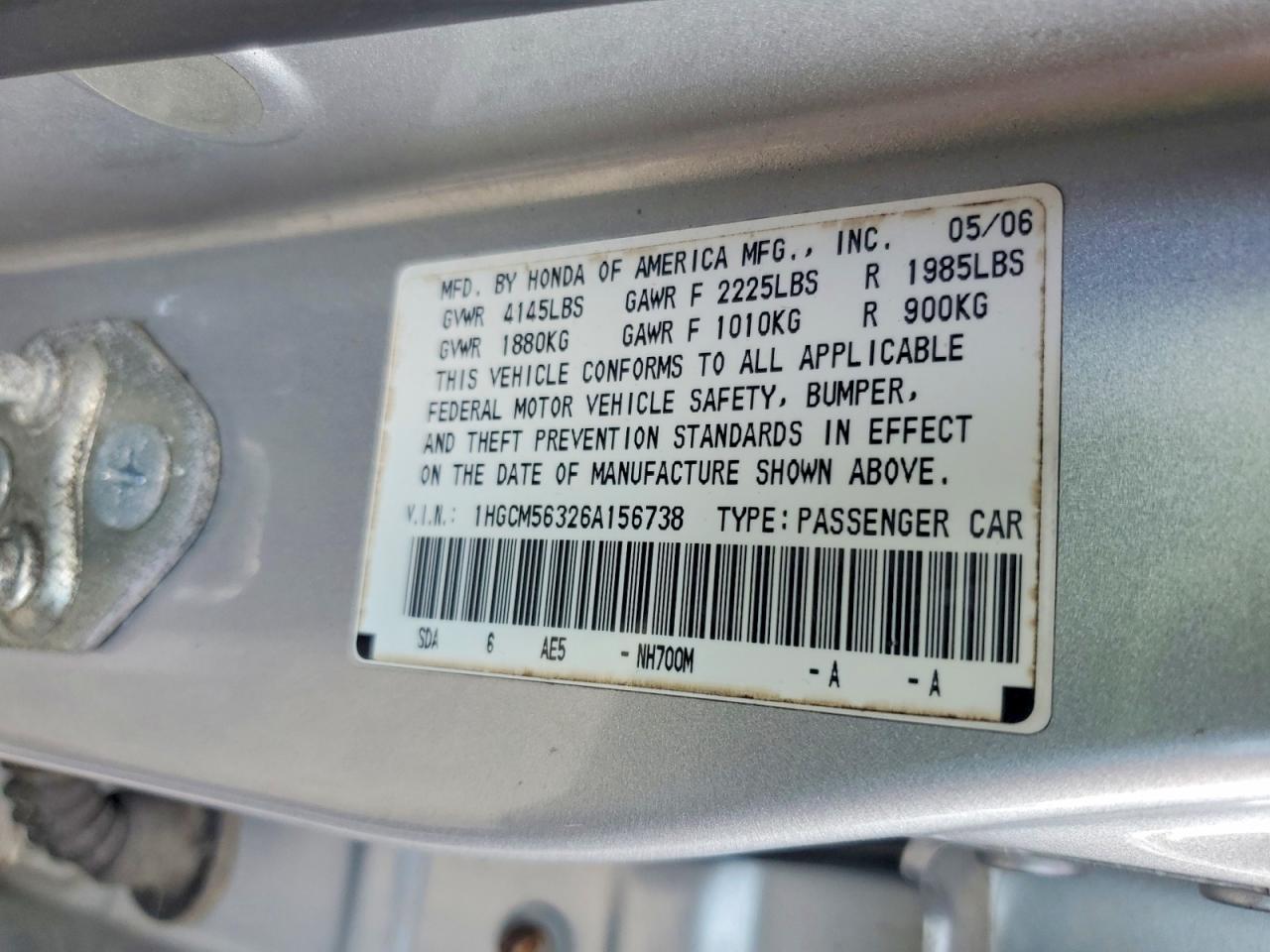 2006 HONDA ACCORD SE photo 12