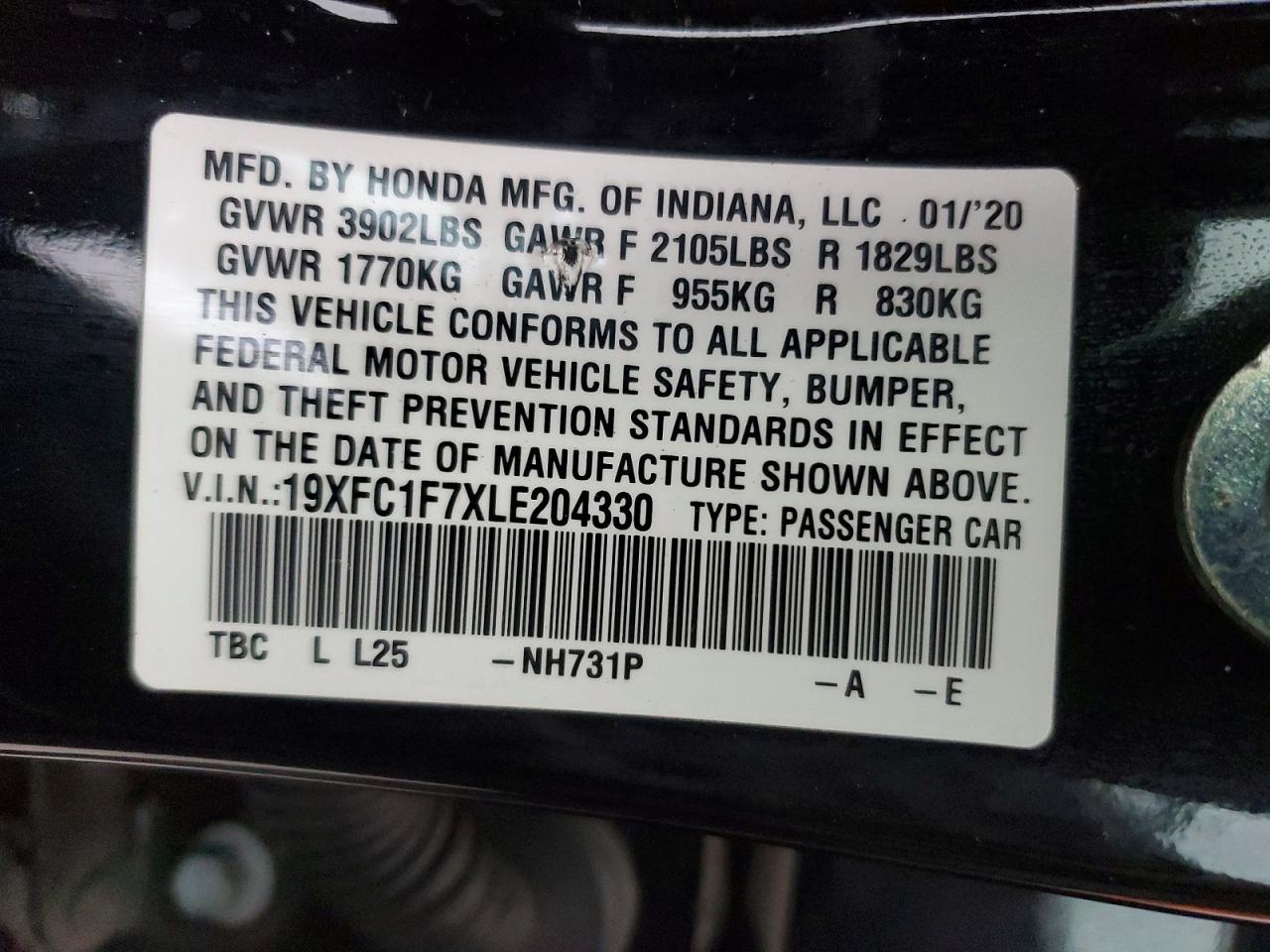 2020 HONDA CIVIC EXL photo 12