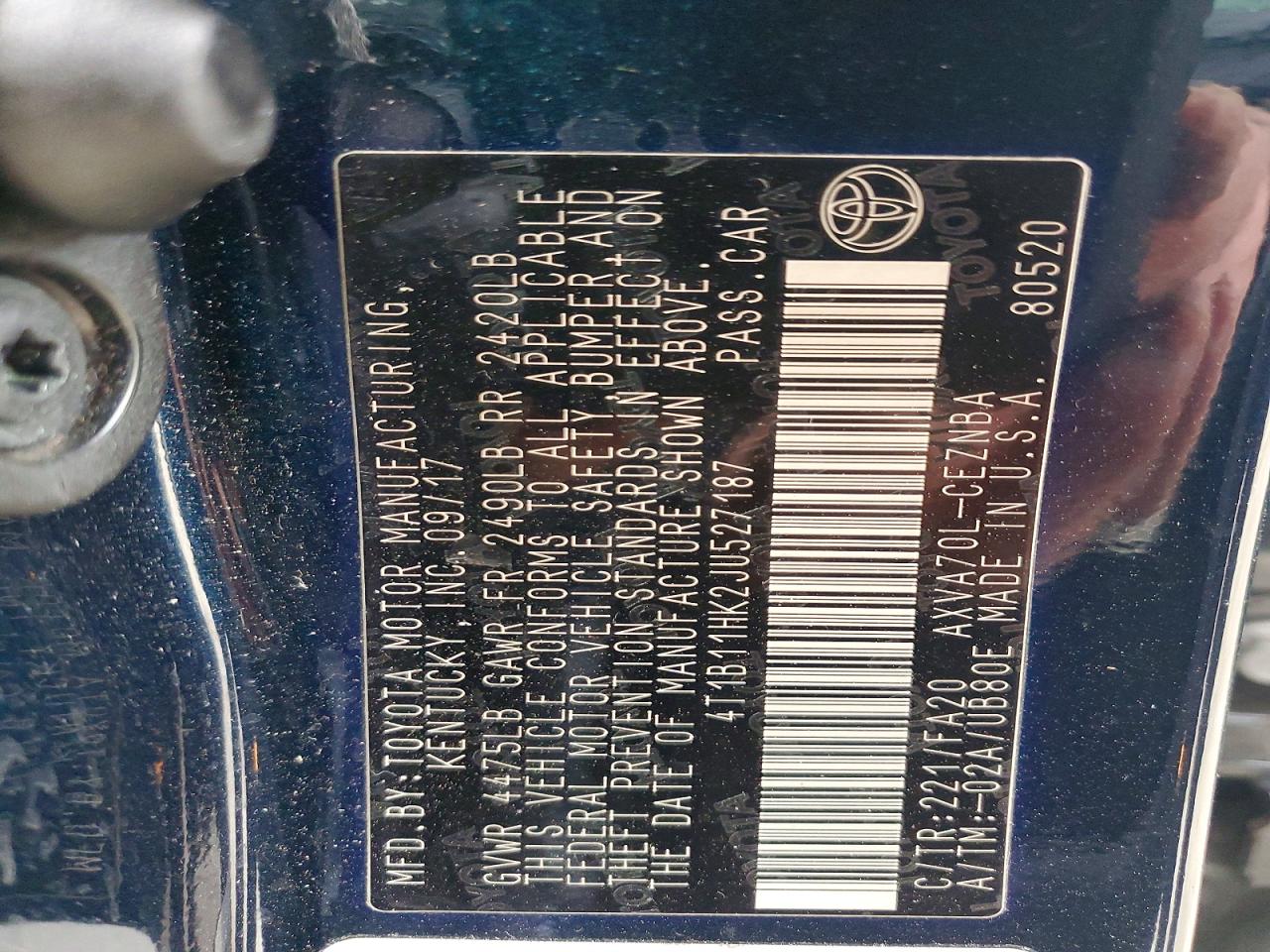 2018 TOYOTA CAMRY L photo 13
