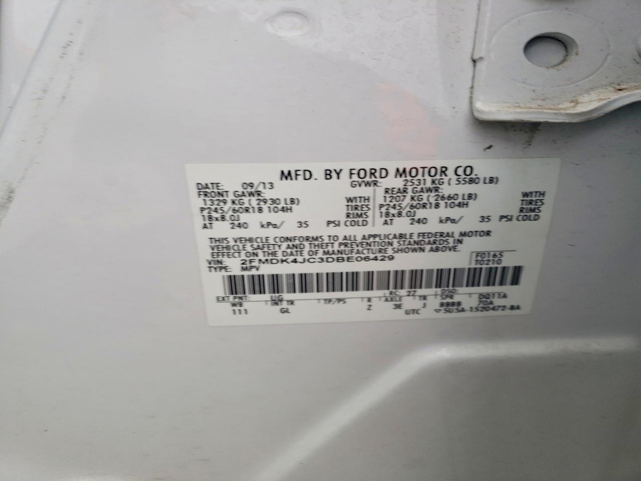 2013 FORD EDGE SEL photo 13