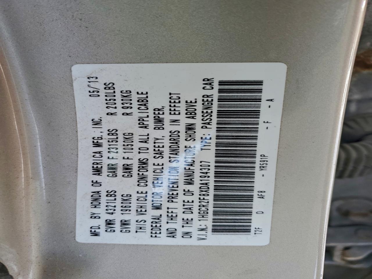 2013 HONDA ACCORD EXL photo 12