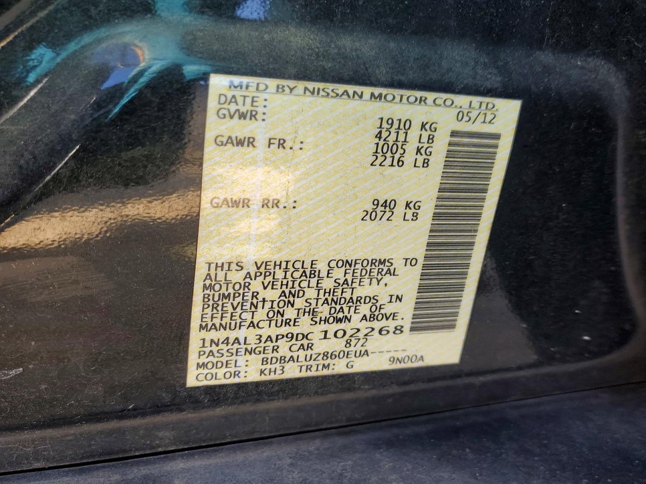 2013 NISSAN ALTIMA 2.5 photo 12