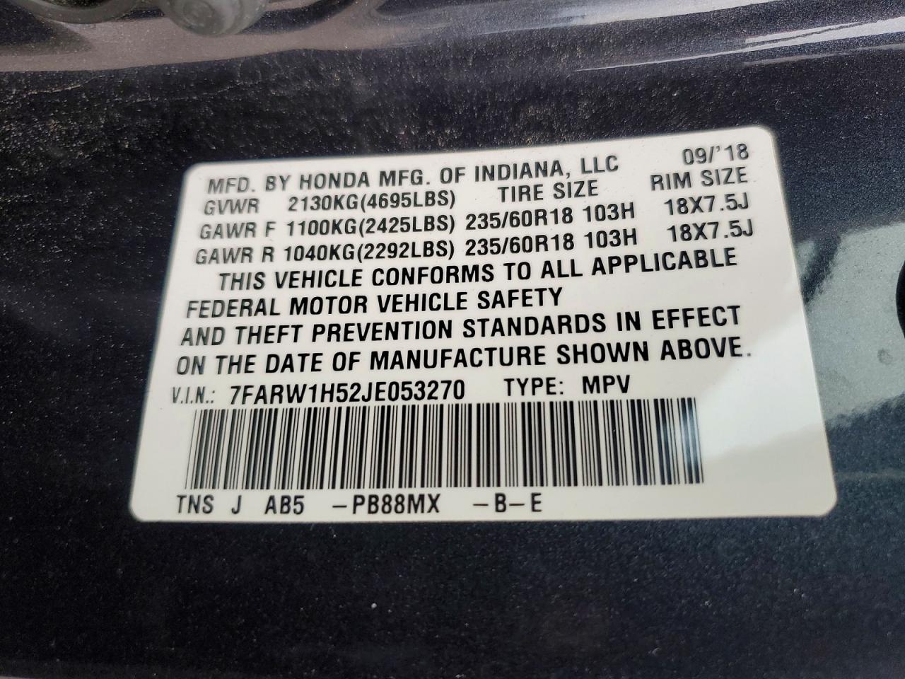 2018 HONDA CR-V photo 13