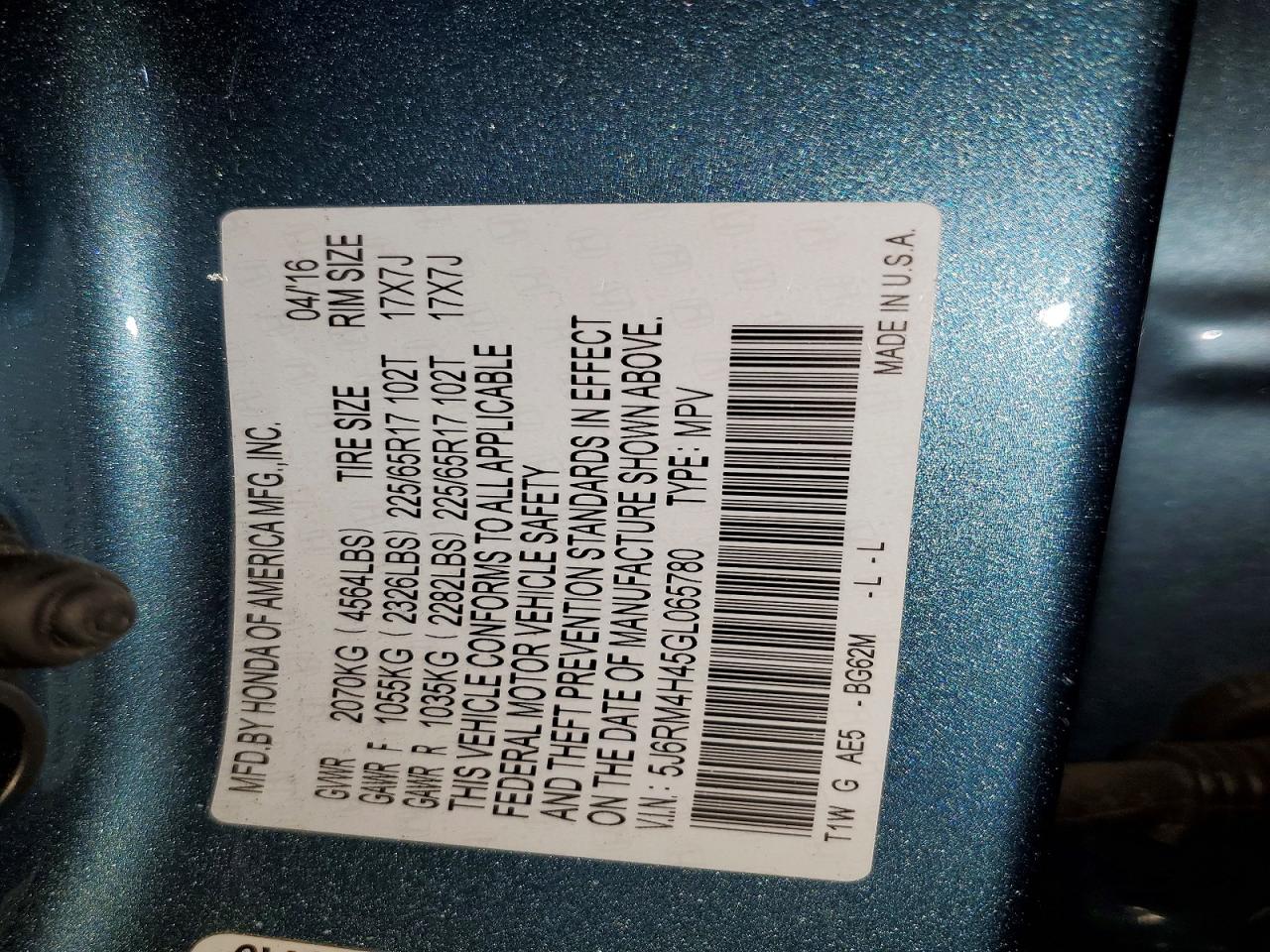 2016 HONDA CR-V SE photo 13