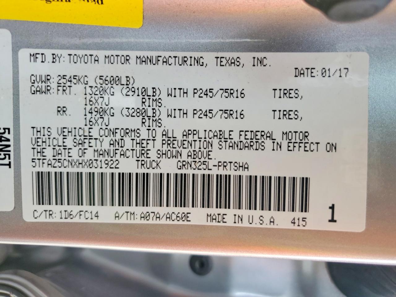 2017 TOYOTA TACOMA DOUBLE CAB photo 12