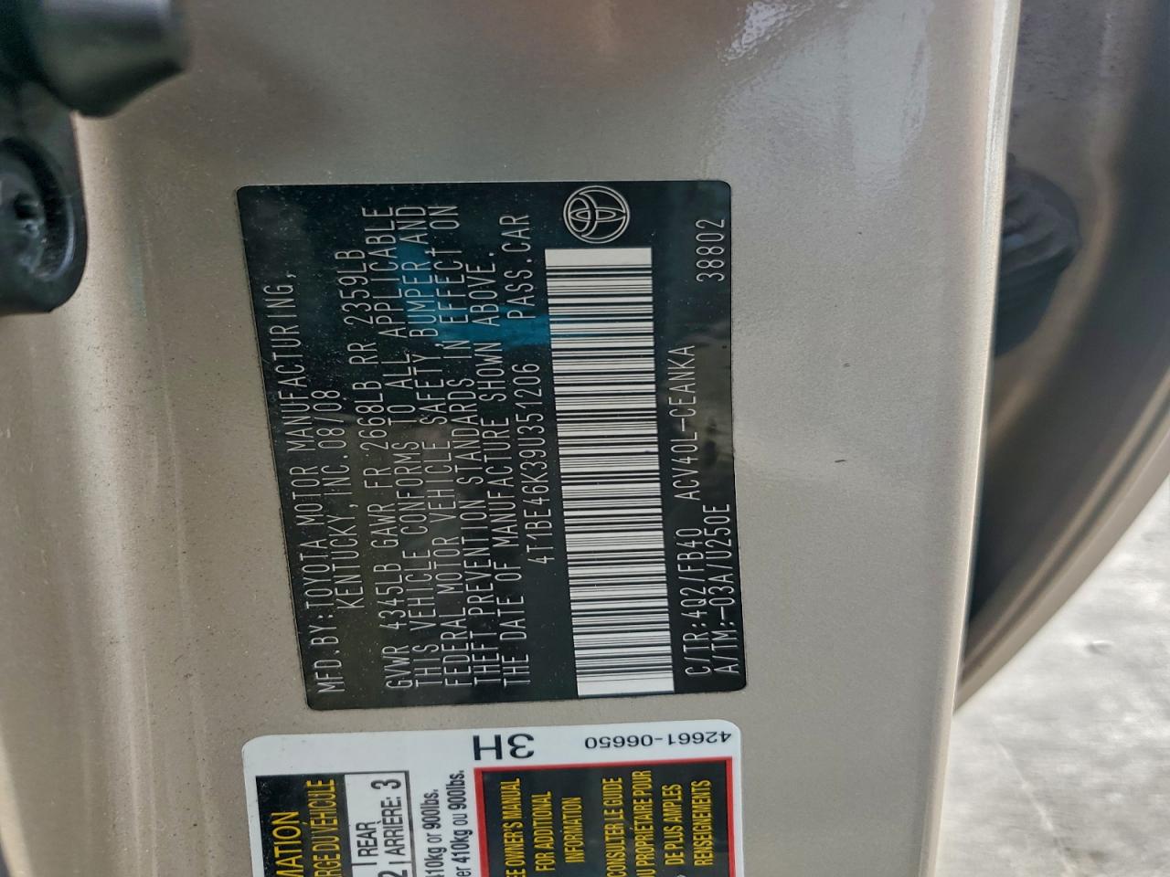 2009 TOYOTA CAMRY BASE photo 12
