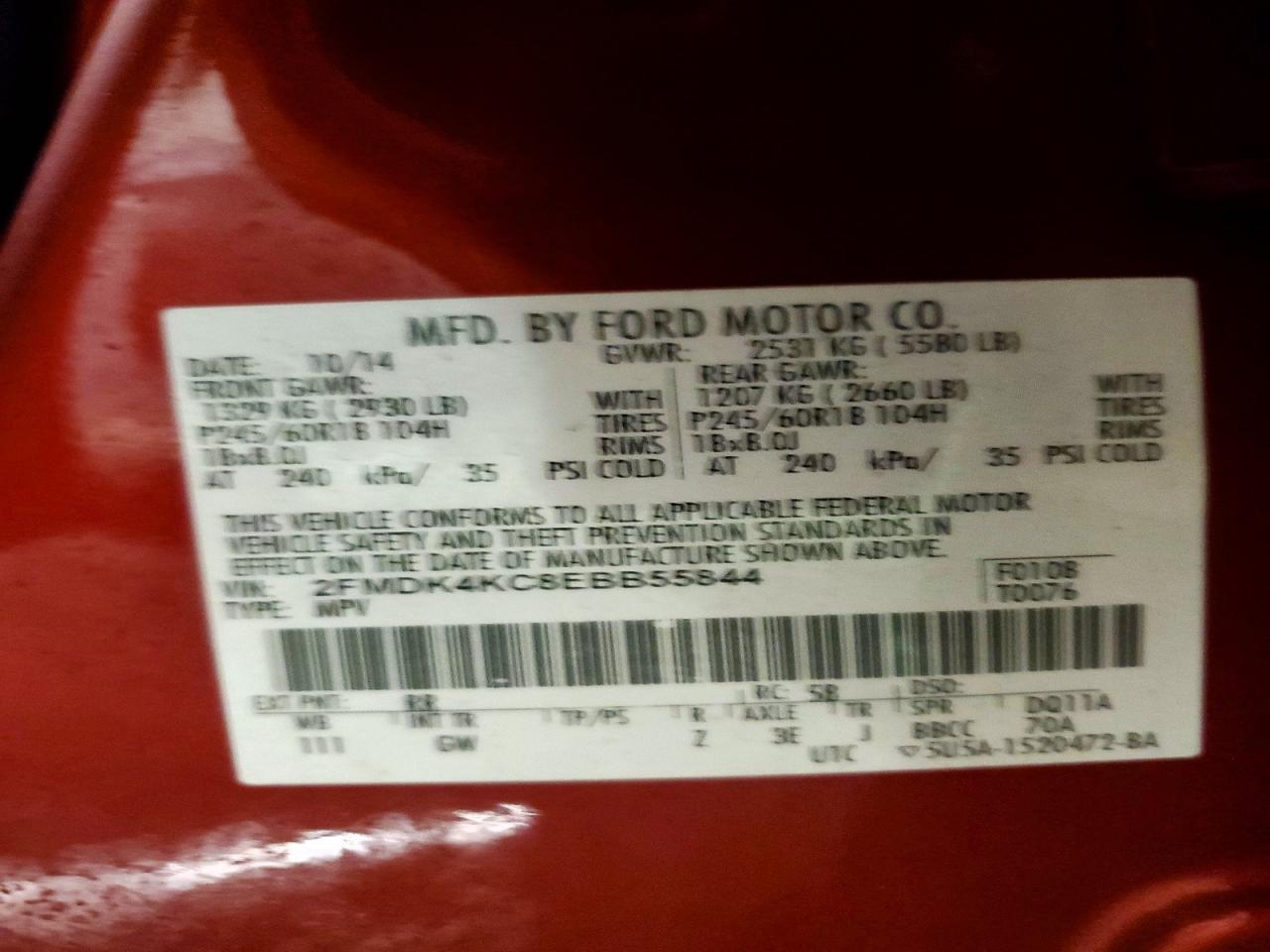 2014 FORD EDGE LIMITED photo 13